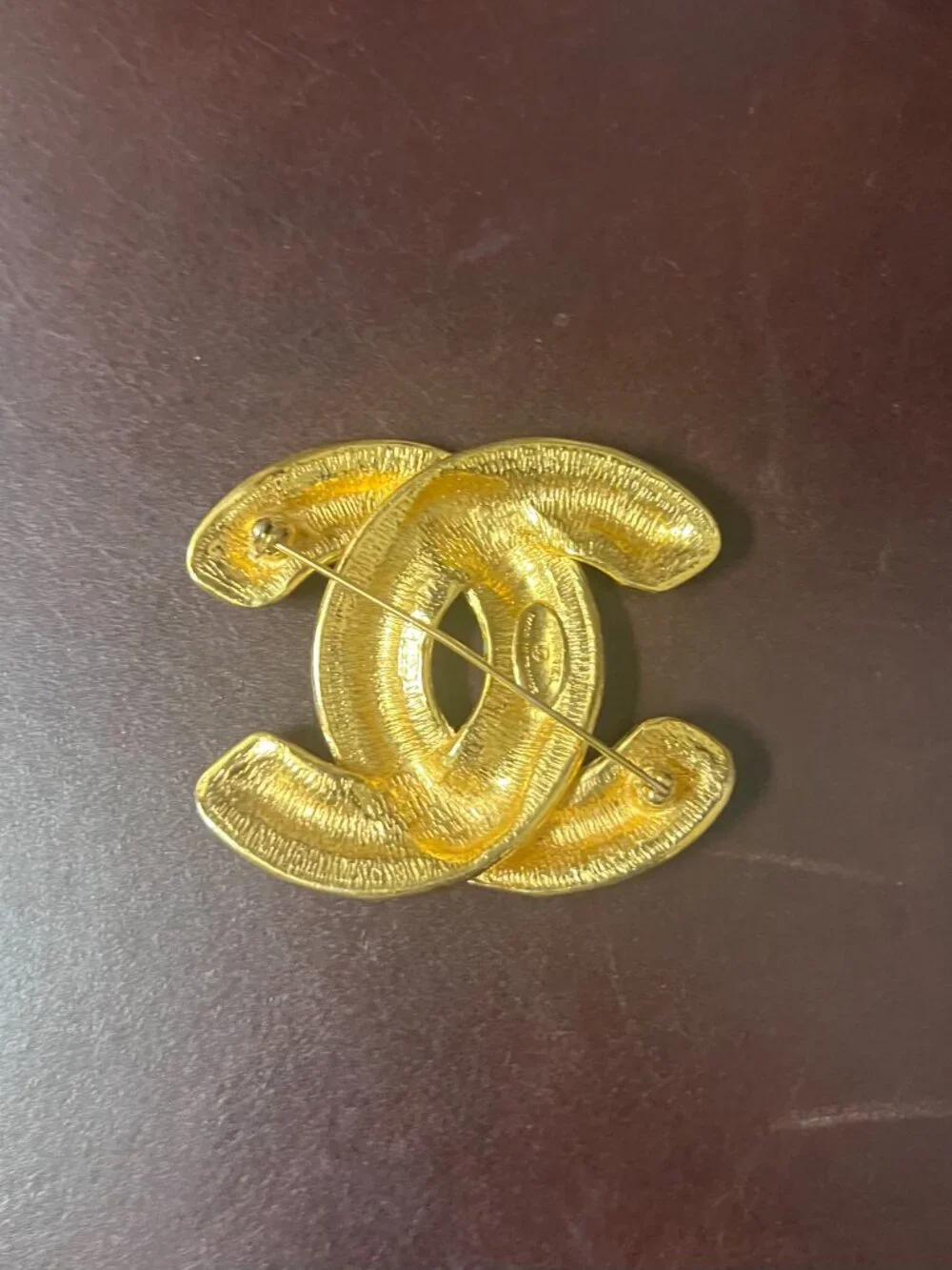 Vintage Quilted Chanel CC Logo Brooch XL